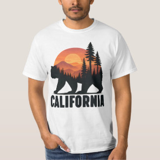 T-shirt Coucher de soleil de l'ours grizzli en Californie