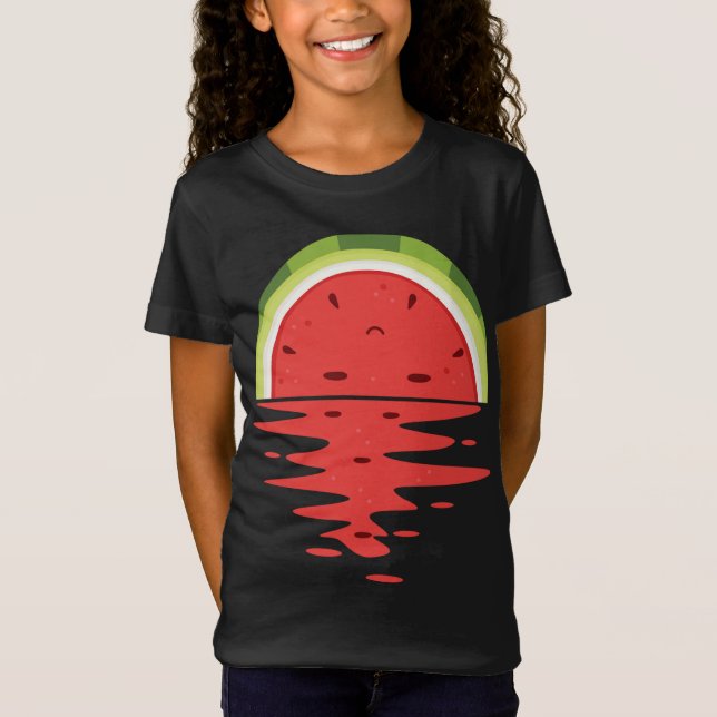 T-Shirt Coucher de soleil de pastèque mignonne Fruit d'été (Devant)