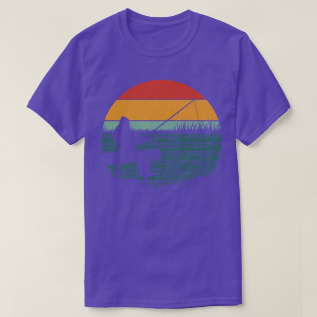 T-shirt Coucher de soleil de pêche rétro (Design devant)