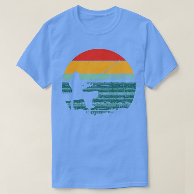 T-shirt Coucher de soleil de pêche rétro (Design devant)