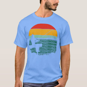 T-shirt Coucher de soleil de pêche rétro