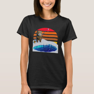 T-shirt Coucher de soleil de pêche sur glace à l'ours mign