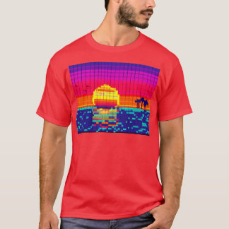 T-shirt Coucher de soleil de plage 8 bits