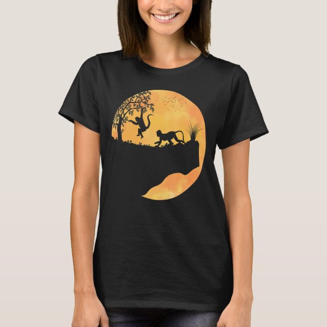 T-shirt Coucher De Soleil De Singe Pour Hommes Femmes Mign (Devant)