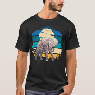 T-shirt Coucher de soleil d'éléphant vintage Afrique Inde 
