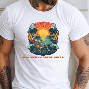 T-shirt Coucher de soleil des vibes côtières estivales de 