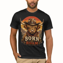 T-Shirt Coucher de Soleil Désertique Cowboy Vache