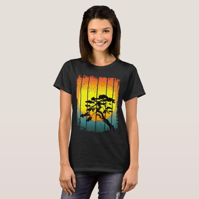 T-SHIRT COUCHER DE SOLEIL D'ÉTÉ BONSAÏ (Devant entier)