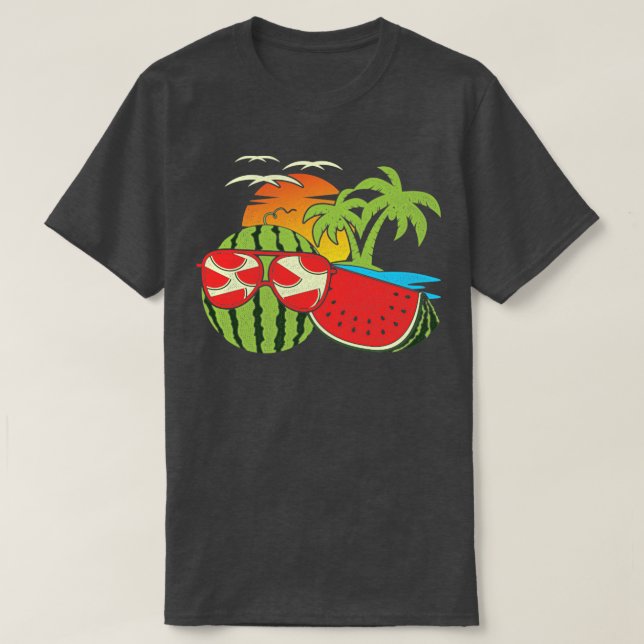 T-shirt Coucher de soleil d'été exotique Funny Melon Lunet (Design devant)