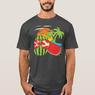 T-shirt Coucher de soleil d'été exotique Funny Melon Lunet