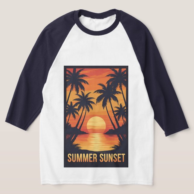 T-shirt "Coucher de soleil d'été – Graphisme de plage aux  (Poser)