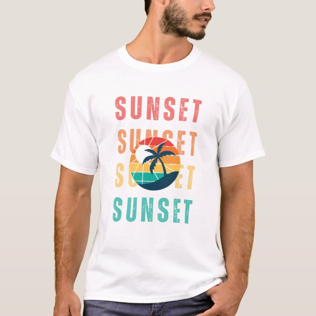 T-shirt Coucher de soleil d'été rouge jaune illustré (Devant)