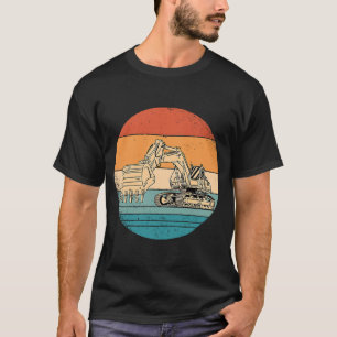 T-shirt Coucher de soleil d'excavateur rétro