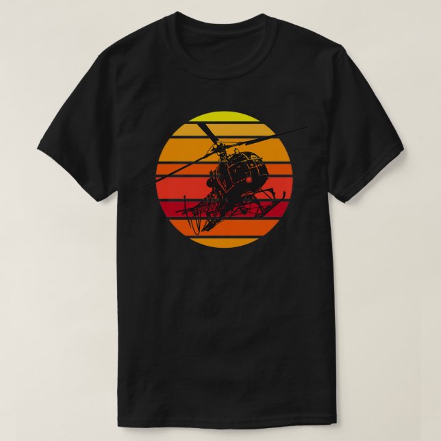 T-shirt Coucher de soleil d'hélicoptère Lama SA 315B (Design devant)
