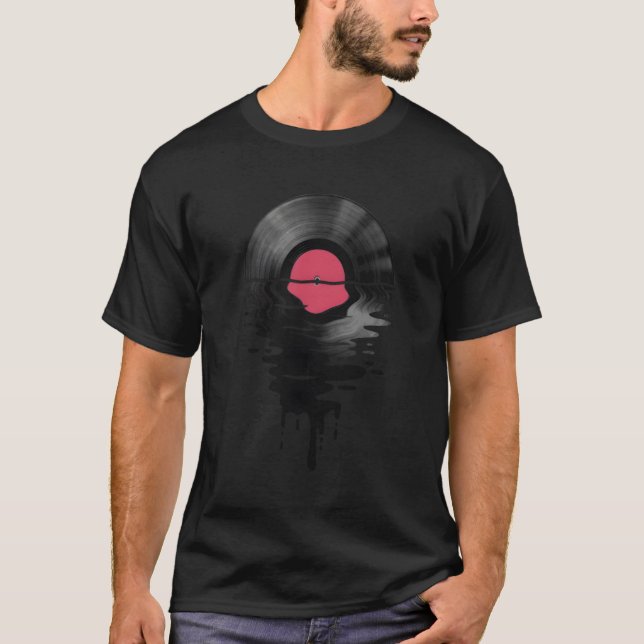 T-shirt Coucher de soleil du disque de vinyle (Devant)
