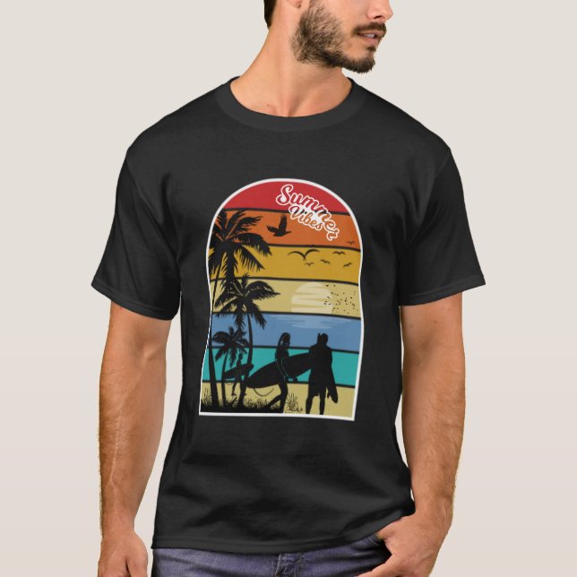T-shirt Coucher de soleil du paradis du surfeur (Devant)