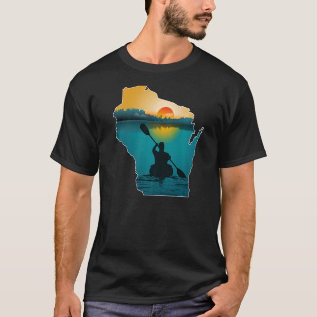 T-shirt Coucher de soleil du Wisconsin Kayaking (Devant)