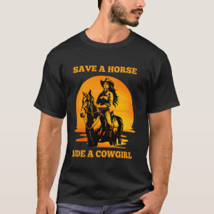 T-shirt Coucher De Soleil Économisez Une Promenade À Cheva