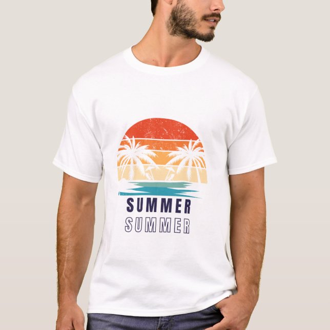T-Shirt Coucher de Soleil Été – Décontracté Tropic (Devant)