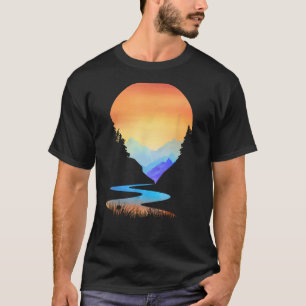 T-shirt Coucher de soleil extérieur Montagnes de style Vin