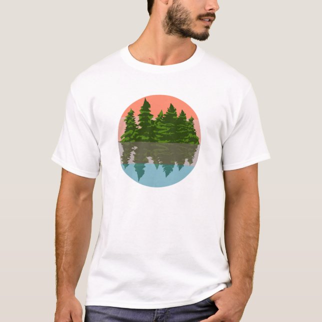 T-shirt Coucher de soleil forêt nature pins (Devant)