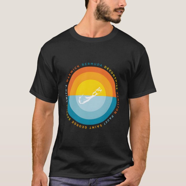 T-shirt Coucher de soleil graphique des Bermudes (Devant)