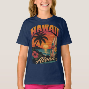 T-shirt Coucher de soleil hawaïen vintage Palms Planche de