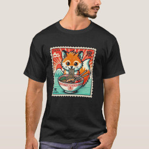 T-shirt Coucher de soleil Japonais Mt. Fuji Timbre Renard 