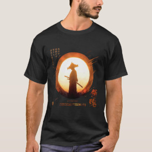T-shirt Coucher de soleil japonais samouraï dans les ondes