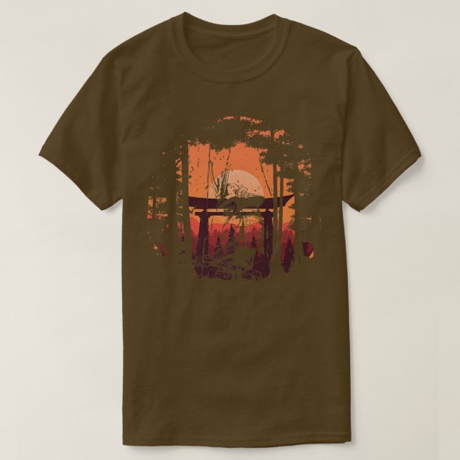 T-shirt Coucher de soleil Japonais Samurai arme de combat  (Design devant)