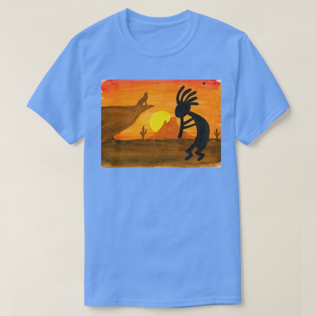 T-shirt Coucher de soleil Kokopelli (Design devant)