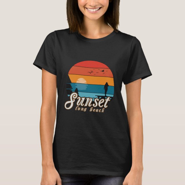 T-shirt Coucher de soleil Long Beach  (Devant)