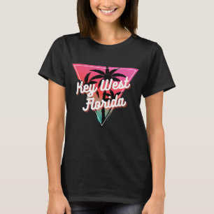 T-shirt Coucher de soleil néon rétro Palmiers Key West Flo