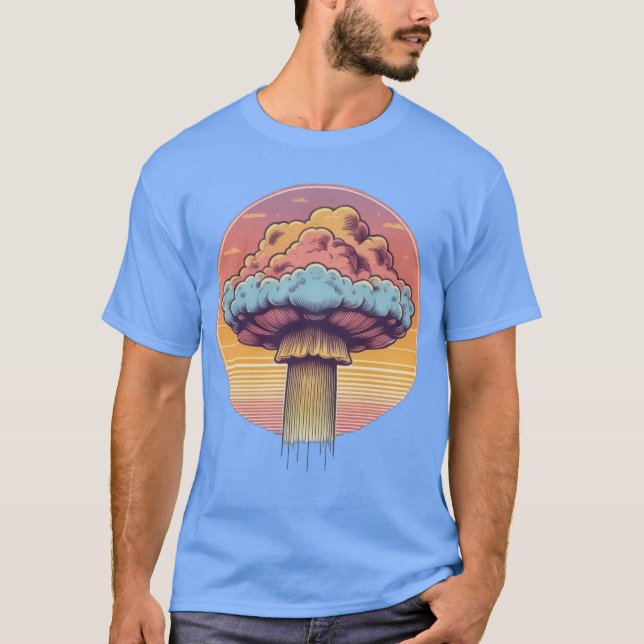 T-shirt Coucher de soleil nuageux de champignons (Devant)