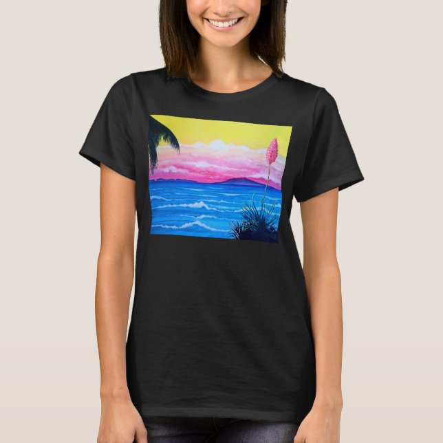 T-shirt Coucher de soleil océan  (Devant)