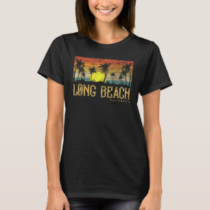 T-shirt Coucher de soleil Palmier Vintage Californie Long