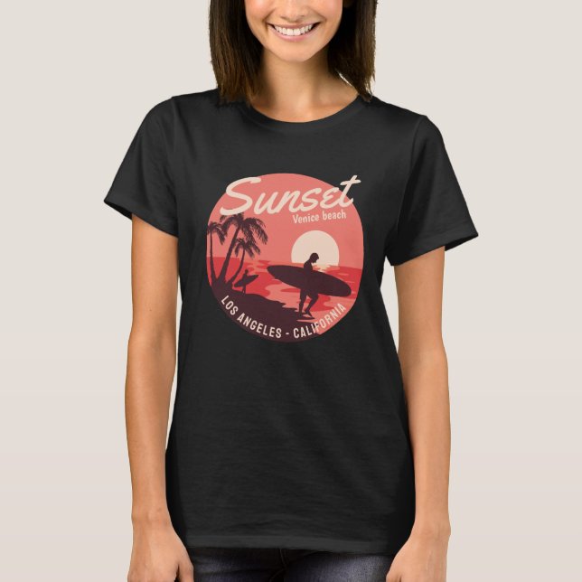 T-Shirt coucher de soleil paradis du surf (Devant)
