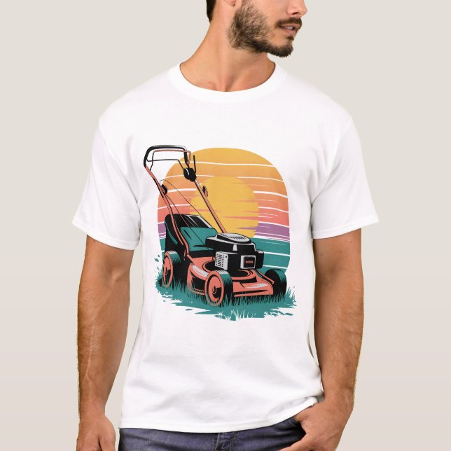 T-shirt Coucher de soleil pour tondeuse à gazon (Devant)