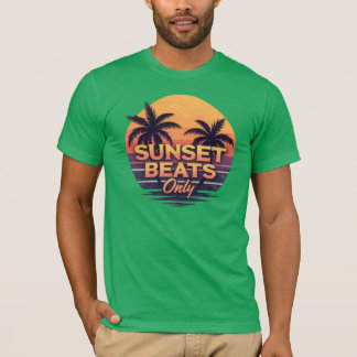 T-shirt Coucher de soleil Rétro Beats Seulement Palmiers V