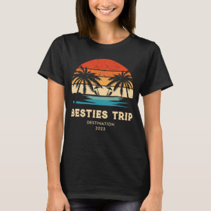 T-shirt Coucher de soleil rétro Besties Voyage des filles