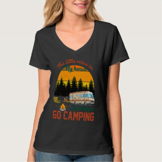 T-shirt Coucher de soleil Rétro Camping Campeur Petite V