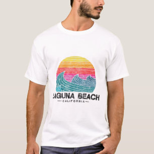 T-shirt Coucher de soleil rétro de Californie avec vagues 