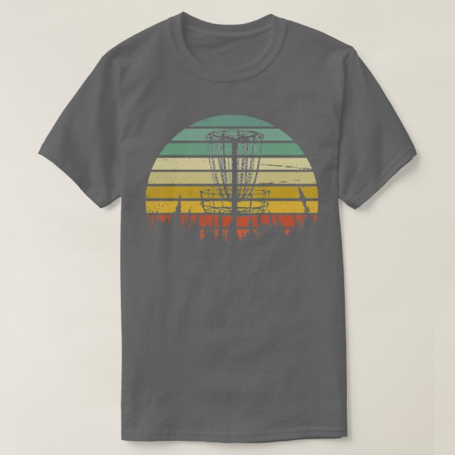 T-shirt Coucher de soleil rétro de Disk Golf (Design devant)