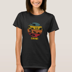 T-Shirt coucher de soleil rétro et animaux africai