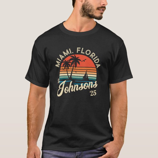T-shirt Coucher de soleil Retro Famille Plage Vacances Cor (Devant)