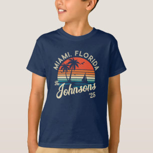 T-shirt Coucher de soleil Retro Famille Plage Vacances Cor