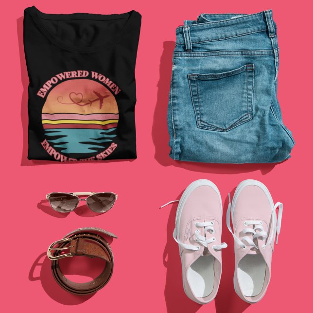 T-shirt Coucher de soleil rétro, femmes pilotes, citation  (Créateur téléchargé)