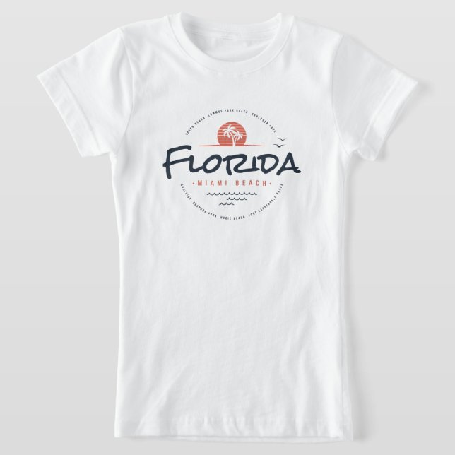T-Shirt Coucher de soleil rétro Floride Miami Beach Palmie (Poser)