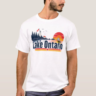 T-shirt Coucher de soleil rétro Grands Lacs Lac Ontario