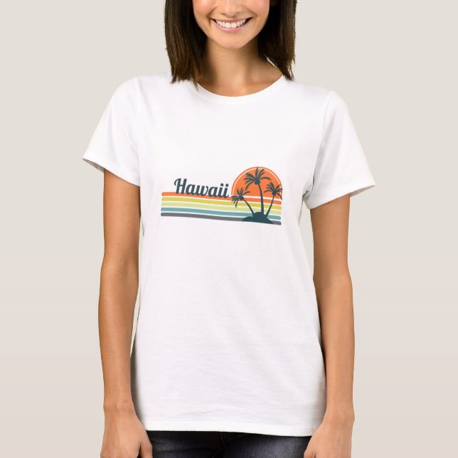 T-shirt Coucher de soleil rétro Hawaii (Devant)
